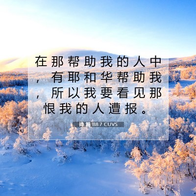 Picture 07 - 诗 篇 118:7 CUVS - 在 那 帮 助 我 的 人 中 ， 有 耶 和 - Bible Verse Picture