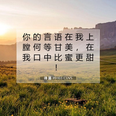 Picture 07 - 诗 篇 119:103 CUVS - 你 的 言 语 在 我 上 膛 何 等 甘 美 - Bible Verse Picture