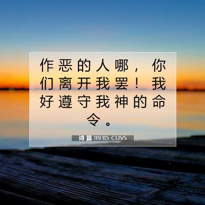 Picture 07 - 诗 篇 119:115 CUVS - 作 恶 的 人 哪 ， 你 们 离 开 我 罢 - Bible Verse Picture