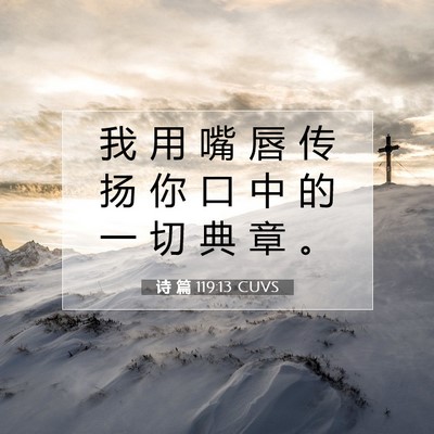 Picture 07 - 诗 篇 119:13 CUVS - 我 用 嘴 唇 传 扬 你 口 中 的 一 切 - Bible Verse Picture