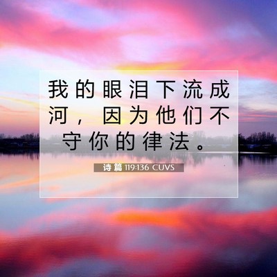 Picture 07 - 诗 篇 119:136 CUVS - 我 的 眼 泪 下 流 成 河 ， 因 为 他 - Bible Verse Picture