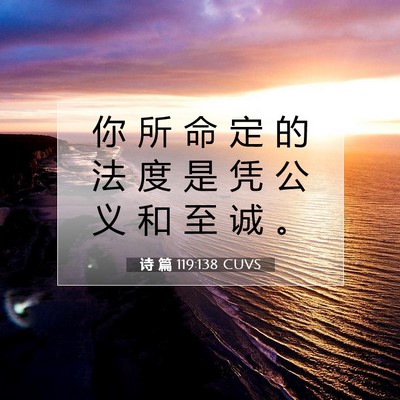 Picture 07 - 诗 篇 119:138 CUVS - 你 所 命 定 的 法 度 是 凭 公 义 和 - Bible Verse Picture