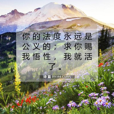 Picture 07 - 诗 篇 119:144 CUVS - 你 的 法 度 永 远 是 公 义 的 ； 求 - Bible Verse Picture