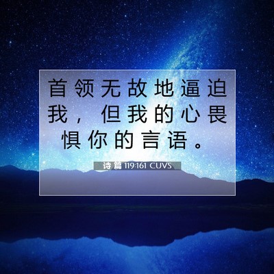 Picture 07 - 诗 篇 119:161 CUVS - 首 领 无 故 地 逼 迫 我 ， 但 我 的 - Bible Verse Picture