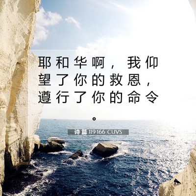 Picture 07 - 诗 篇 119:166 CUVS - 耶 和 华 啊 ， 我 仰 望 了 你 的 救 - Bible Verse Picture