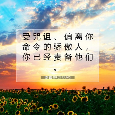 Picture 07 - 诗 篇 119:21 CUVS - 受 咒 诅 、 偏 离 你 命 令 的 骄 傲 - Bible Verse Picture
