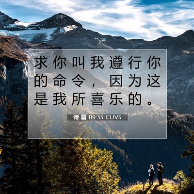 Picture 07 - 诗 篇 119:35 CUVS - 求 你 叫 我 遵 行 你 的 命 令 ， 因 - Bible Verse Picture