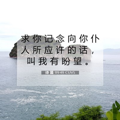 Picture 07 - 诗 篇 119:49 CUVS - 求 你 记 念 向 你 仆 人 所 应 许 的 - Bible Verse Picture