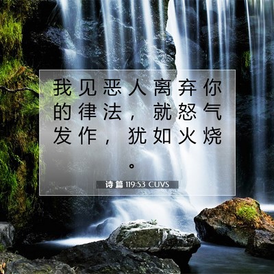 Picture 07 - 诗 篇 119:53 CUVS - 我 见 恶 人 离 弃 你 的 律 法 ， 就 - Bible Verse Picture