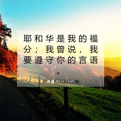Picture 07 - 诗 篇 119:57 CUVS - 耶 和 华 是 我 的 福 分 ； 我 曾 说 - Bible Verse Picture