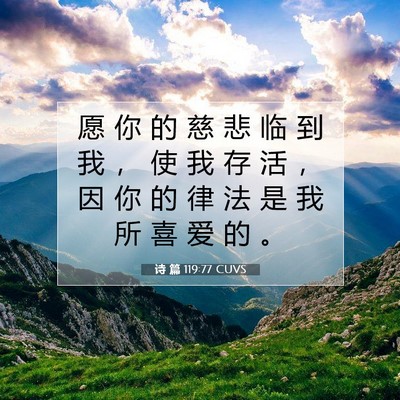 Picture 07 - 诗 篇 119:77 CUVS - 愿 你 的 慈 悲 临 到 我 ， 使 我 存 - Bible Verse Picture