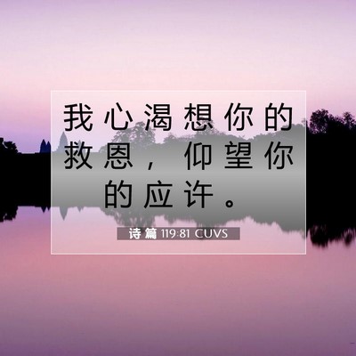 Picture 07 - 诗 篇 119:81 CUVS - 我 心 渴 想 你 的 救 恩 ， 仰 望 你 - Bible Verse Picture