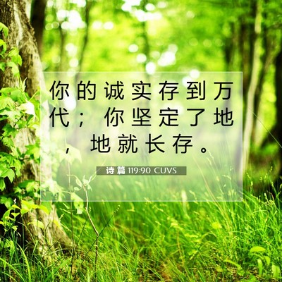 Picture 07 - 诗 篇 119:90 CUVS - 你 的 诚 实 存 到 万 代 ； 你 坚 定 - Bible Verse Picture