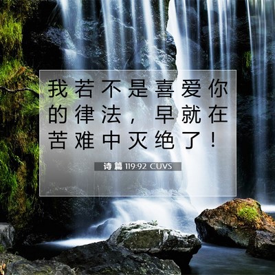 Picture 07 - 诗 篇 119:92 CUVS - 我 若 不 是 喜 爱 你 的 律 法 ， 早 - Bible Verse Picture