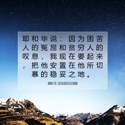 Picture 07 - 诗 篇 12:5 CUVS - 耶 和 华 说 ： 因 为 困 苦 人 的 冤 - Bible Verse Picture