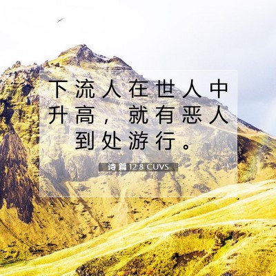 Picture 07 - 诗 篇 12:8 CUVS - 下 流 人 在 世 人 中 升 高 ， 就 有 - Bible Verse Picture