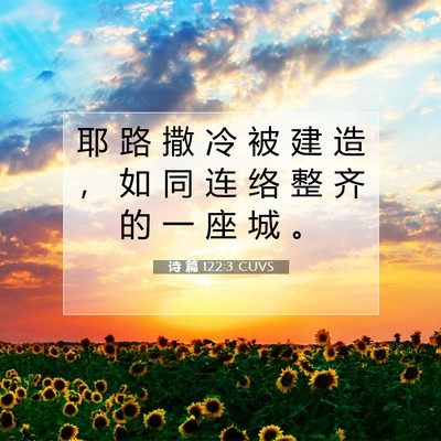 Picture 07 - 诗 篇 122:3 CUVS - 耶 路 撒 冷 被 建 造 ， 如 同 连 络 - Bible Verse Picture