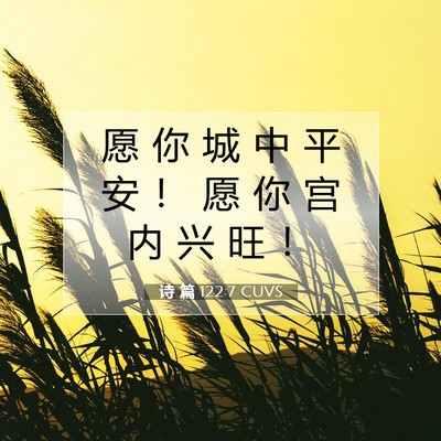 Picture 07 - 诗 篇 122:7 CUVS - 愿 你 城 中 平 安 ！ 愿 你 宫 内 兴 - Bible Verse Picture