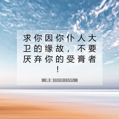 Picture 07 - 诗 篇 132:10 CUVS - 求 你 因 你 仆 人 大 卫 的 缘 故 ， - Bible Verse Picture