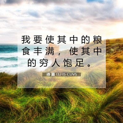 Picture 07 - 诗 篇 132:15 CUVS - 我 要 使 其 中 的 粮 食 丰 满 ， 使 - Bible Verse Picture
