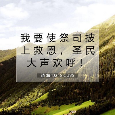 Picture 07 - 诗 篇 132:16 CUVS - 我 要 使 祭 司 披 上 救 恩 ， 圣 民 - Bible Verse Picture