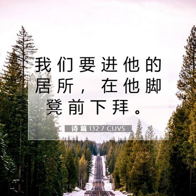 Picture 07 - 诗 篇 132:7 CUVS - 我 们 要 进 他 的 居 所 ， 在 他 脚 - Bible Verse Picture