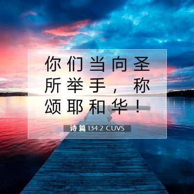Picture 07 - 诗 篇 134:2 CUVS - 你 们 当 向 圣 所 举 手 ， 称 颂 耶 - Bible Verse Picture
