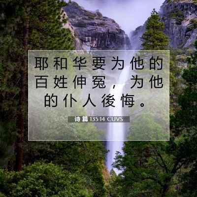 Picture 07 - 诗 篇 135:14 CUVS - 耶 和 华 要 为 他 的 百 姓 伸 冤 ， - Bible Verse Picture