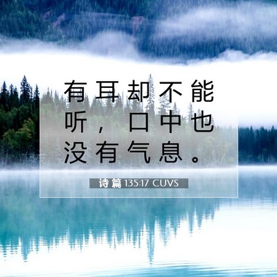 Picture 07 - 诗 篇 135:17 CUVS - 有 耳 却 不 能 听 ， 口 中 也 没 有 - Bible Verse Picture