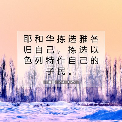 Picture 07 - 诗 篇 135:4 CUVS - 耶 和 华 拣 选 雅 各 归 自 己 ， 拣 - Bible Verse Picture