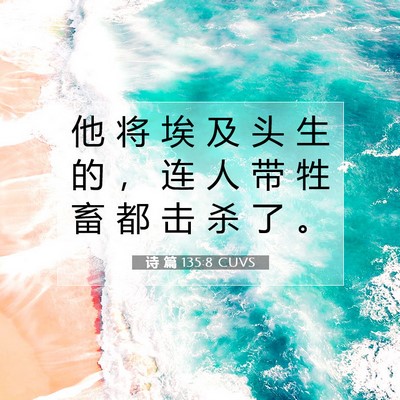 Picture 07 - 诗 篇 135:8 CUVS - 他 将 埃 及 头 生 的 ， 连 人 带 牲 - Bible Verse Picture