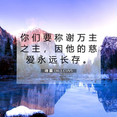 Picture 07 - 诗 篇 136:3 CUVS - 你 们 要 称 谢 万 主 之 主 ， 因 他 - Bible Verse Picture