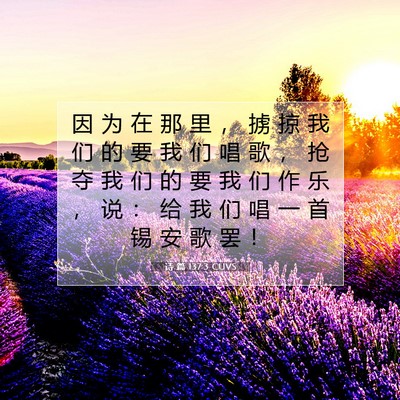 Picture 07 - 诗 篇 137:3 CUVS - 因 为 在 那 里 ， 掳 掠 我 们 的 要 - Bible Verse Picture