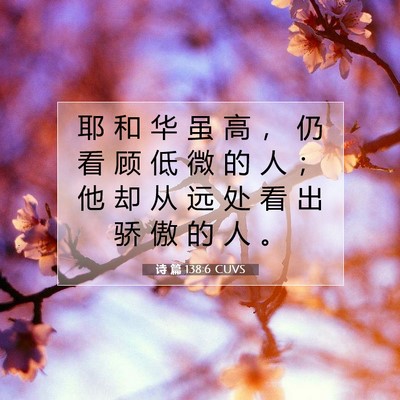 Picture 07 - 诗 篇 138:6 CUVS - 耶 和 华 虽 高 ， 仍 看 顾 低 微 的 - Bible Verse Picture