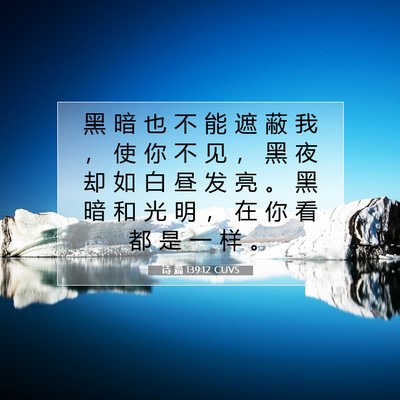 Picture 07 - 诗 篇 139:12 CUVS - 黑 暗 也 不 能 遮 蔽 我 ， 使 你 不 - Bible Verse Picture