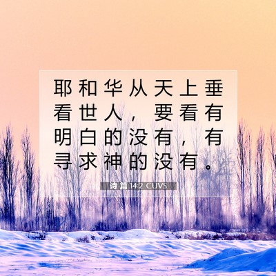 Picture 07 - 诗 篇 14:2 CUVS - 耶 和 华 从 天 上 垂 看 世 人 ， 要 - Bible Verse Picture