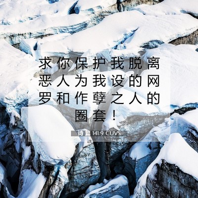 Picture 07 - 诗 篇 141:9 CUVS - 求 你 保 护 我 脱 离 恶 人 为 我 设 - Bible Verse Picture
