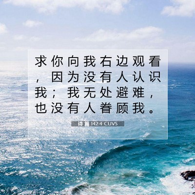 Picture 07 - 诗 篇 142:4 CUVS - 求 你 向 我 右 边 观 看 ， 因 为 没 - Bible Verse Picture