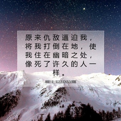 Picture 07 - 诗 篇 143:3 CUVS - 原 来 仇 敌 逼 迫 我 ， 将 我 打 倒 - Bible Verse Picture