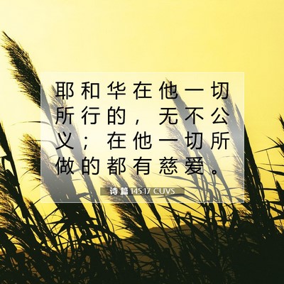Picture 07 - 诗 篇 145:17 CUVS - 耶 和 华 在 他 一 切 所 行 的 ， 无 - Bible Verse Picture