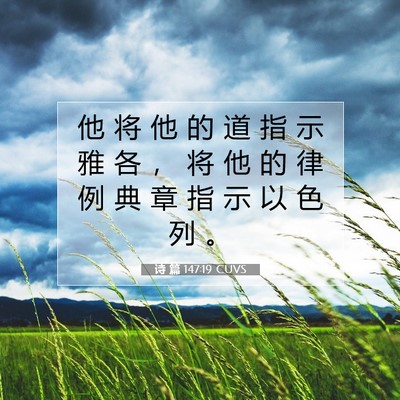 Picture 07 - 诗 篇 147:19 CUVS - 他 将 他 的 道 指 示 雅 各 ， 将 他 - Bible Verse Picture