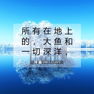 Picture 07 - 诗 篇 148:7 CUVS - 所 有 在 地 上 的 ， 大 鱼 和 一 切 - Bible Verse Picture