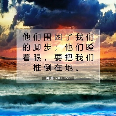 Picture 07 - 诗 篇 17:11 CUVS - 他 们 围 困 了 我 们 的 脚 步 ； 他 - Bible Verse Picture