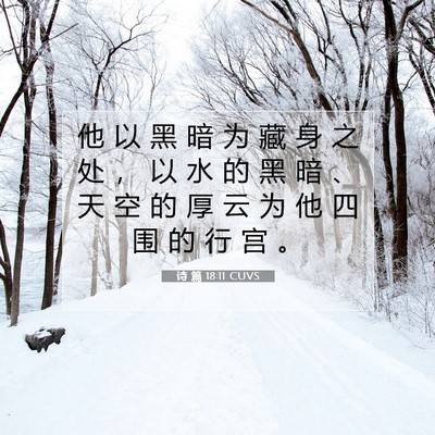 Picture 07 - 诗 篇 18:11 CUVS - 他 以 黑 暗 为 藏 身 之 处 ， 以 水 - Bible Verse Picture
