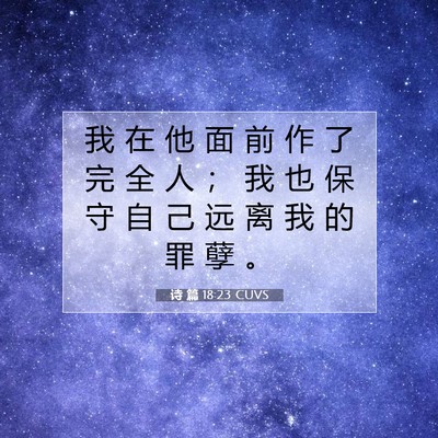 Picture 07 - 诗 篇 18:23 CUVS - 我 在 他 面 前 作 了 完 全 人 ； 我 - Bible Verse Picture