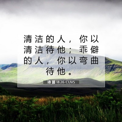 Picture 07 - 诗 篇 18:26 CUVS - 清 洁 的 人 ， 你 以 清 洁 待 他 ； - Bible Verse Picture