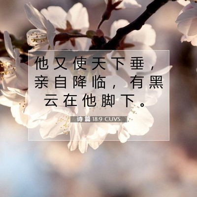 Picture 07 - 诗 篇 18:9 CUVS - 他 又 使 天 下 垂 ， 亲 自 降 临 ， - Bible Verse Picture