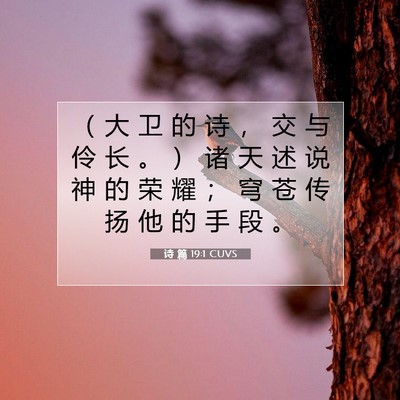 Picture 07 - 诗 篇 19:1 CUVS - （ 大 卫 的 诗 ， 交 与 伶 长 。 ） - Bible Verse Picture