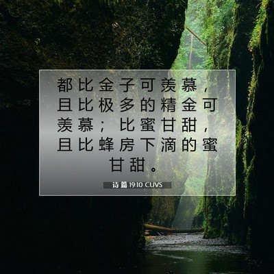 Picture 07 - 诗 篇 19:10 CUVS - 都 比 金 子 可 羡 慕 ， 且 比 极 多 - Bible Verse Picture