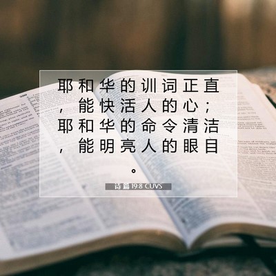Picture 07 - 诗 篇 19:8 CUVS - 耶 和 华 的 训 词 正 直 ， 能 快 活 - Bible Verse Picture